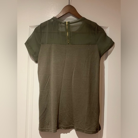 H&M olive green top with sheer detail, size S - Picture 2 of 4
